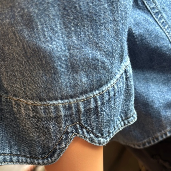 New York & Company Blue Button Down Shirt Notched Collar - Picture 4 of 5